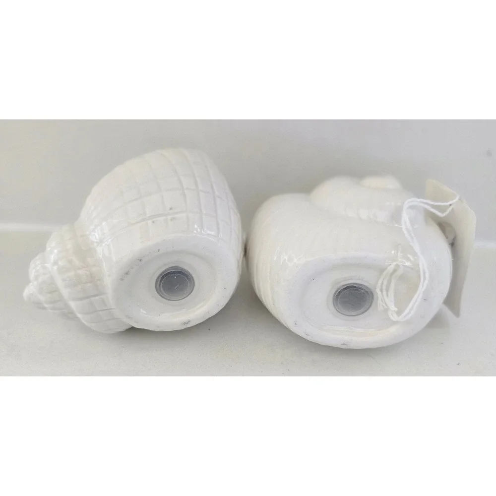 CBK‎ Cream White Ceramic Shell Salt and Pepper Shaker Set CB197529 Coastal Decor